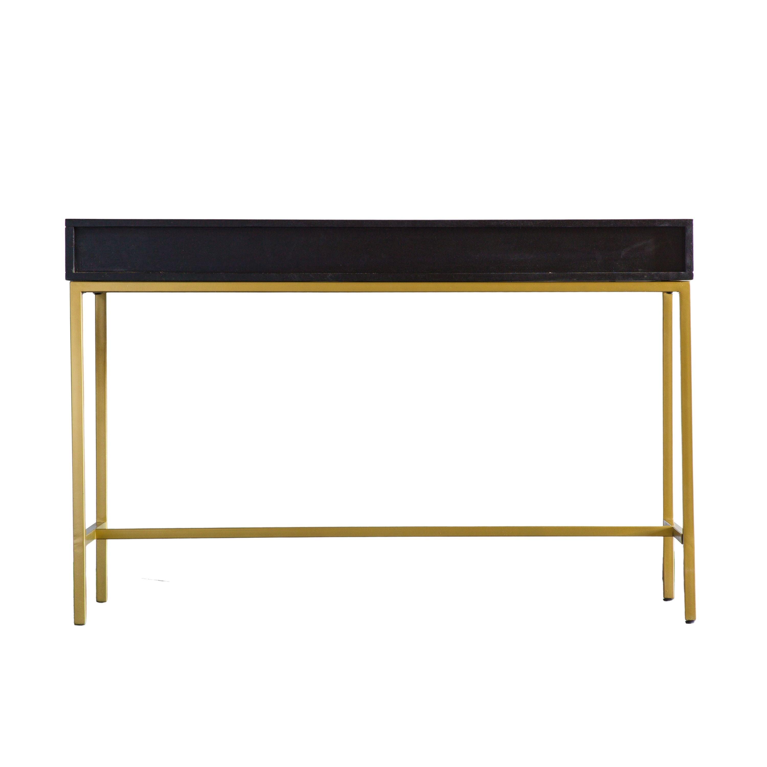 Regalia Mango Wood 2 Drawer Console Table with Gold Iron Base - Maison Rêves UK