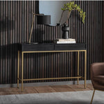 Regalia Mango Wood 2 Drawer Console Table with Gold Iron Base - Maison Rêves UK