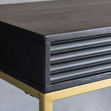 Regalia Mango Wood 2 Drawer Console Table with Gold Iron Base - Maison Rêves UK