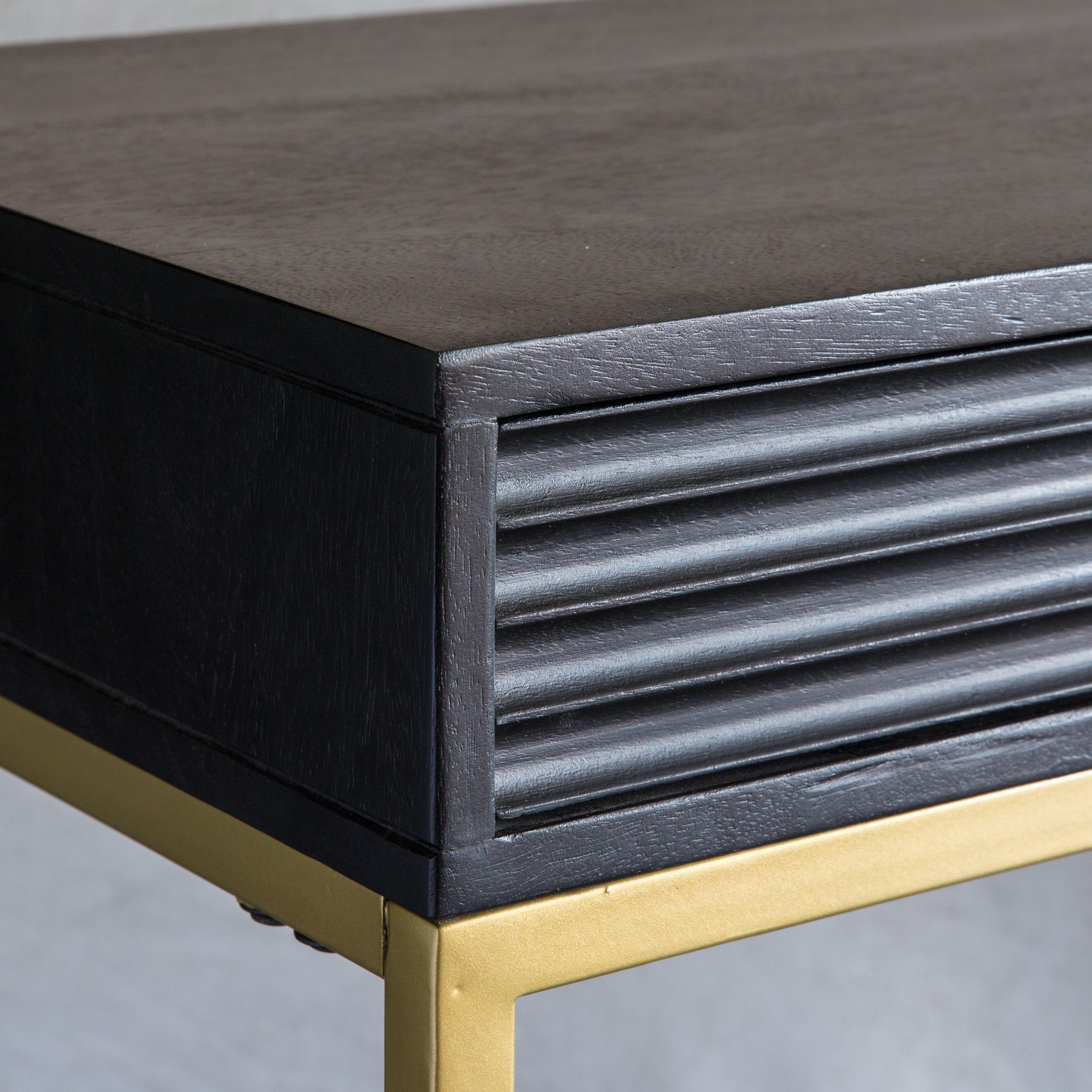 Regalia Mango Wood 2 Drawer Console Table with Gold Iron Base - Maison Rêves UK
