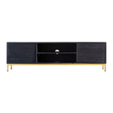 Regalia Mango Wood Media Unit with Gold Iron Base - Maison Rêves UK