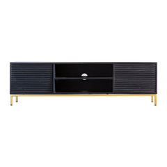 Regalia Mango Wood Media Unit with Gold Iron Base - Maison Rêves UK