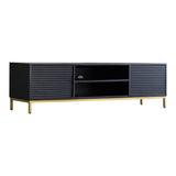 Regalia Mango Wood Media Unit with Gold Iron Base - Maison Rêves UK