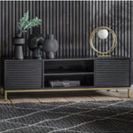 Regalia Mango Wood Media Unit with Gold Iron Base - Maison Rêves UK