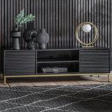 Regalia Mango Wood Media Unit with Gold Iron Base - Maison Rêves UK