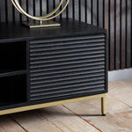 Regalia Mango Wood Media Unit with Gold Iron Base - Maison Rêves UK