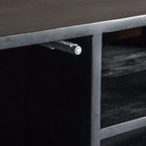 Regalia Mango Wood Media Unit with Gold Iron Base - Maison Rêves UK