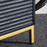 Regalia Mango Wood Media Unit with Gold Iron Base - Maison Rêves UK