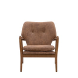 Rivervista Armchair Brown Leather with Oak Frame - Maison Rêves UK