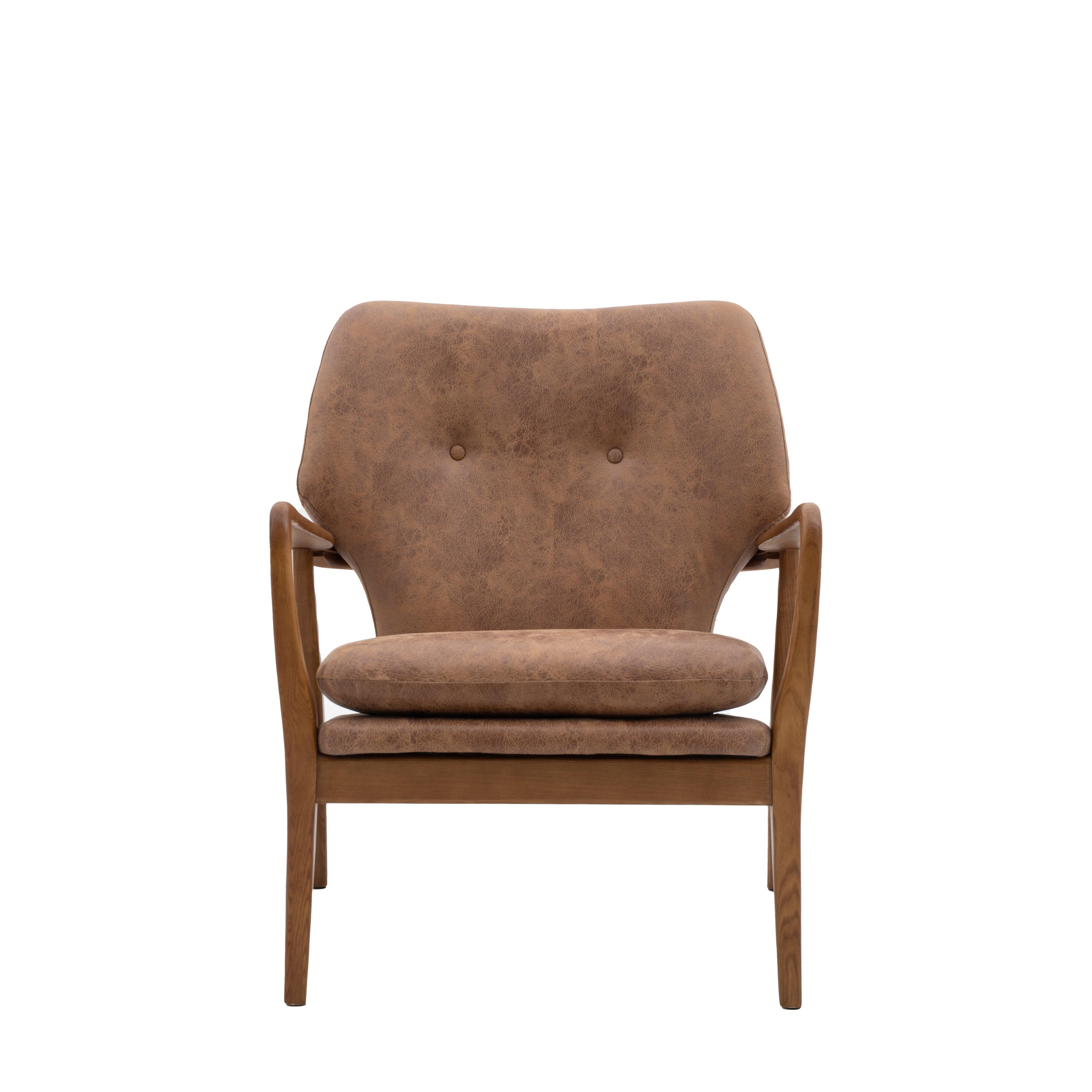 Rivervista Armchair Brown Leather with Oak Frame - Maison Rêves UK