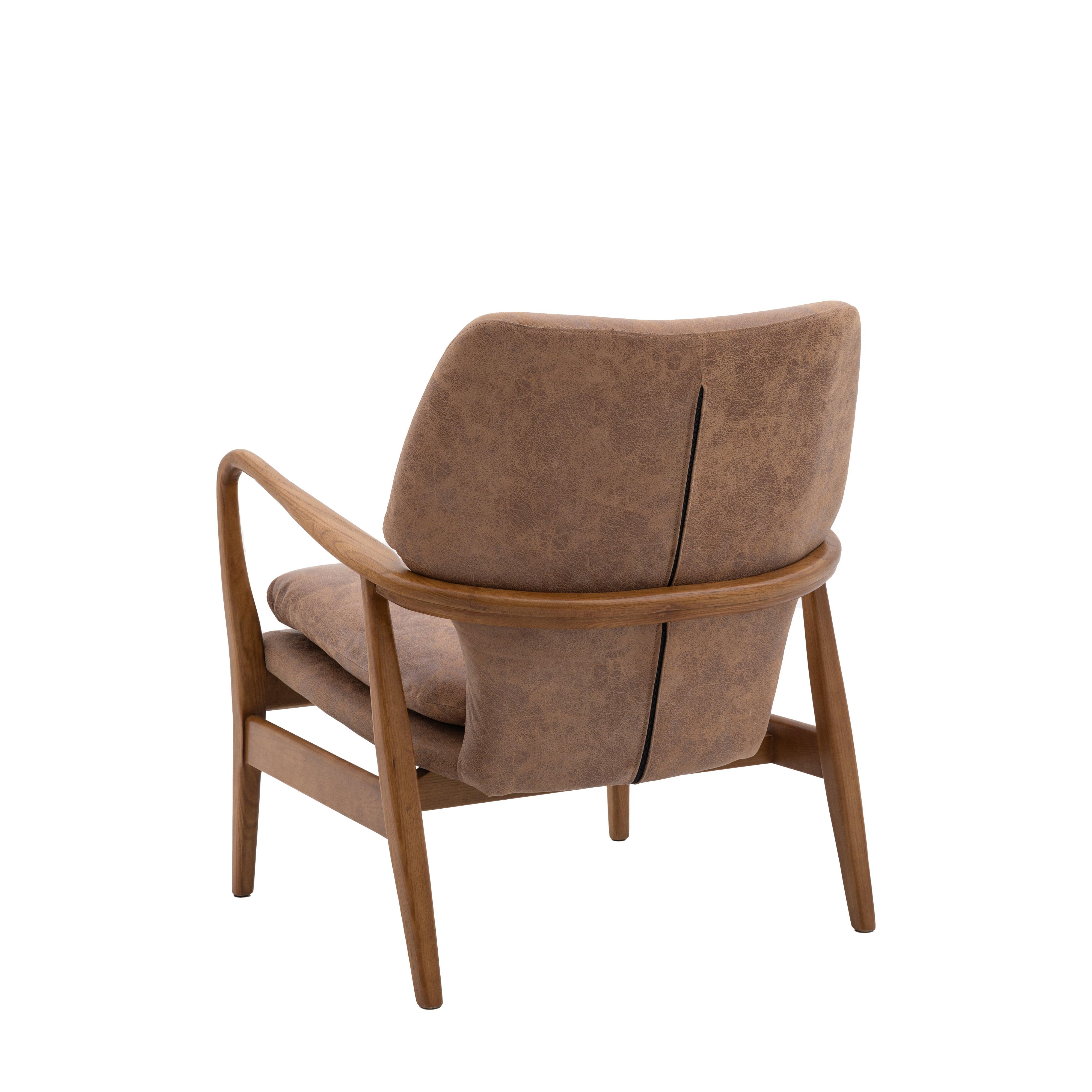 Rivervista Armchair Brown Leather with Oak Frame - Maison Rêves UK
