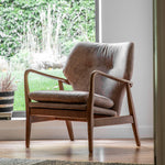 Rivervista Armchair Brown Leather with Oak Frame - Maison Rêves UK