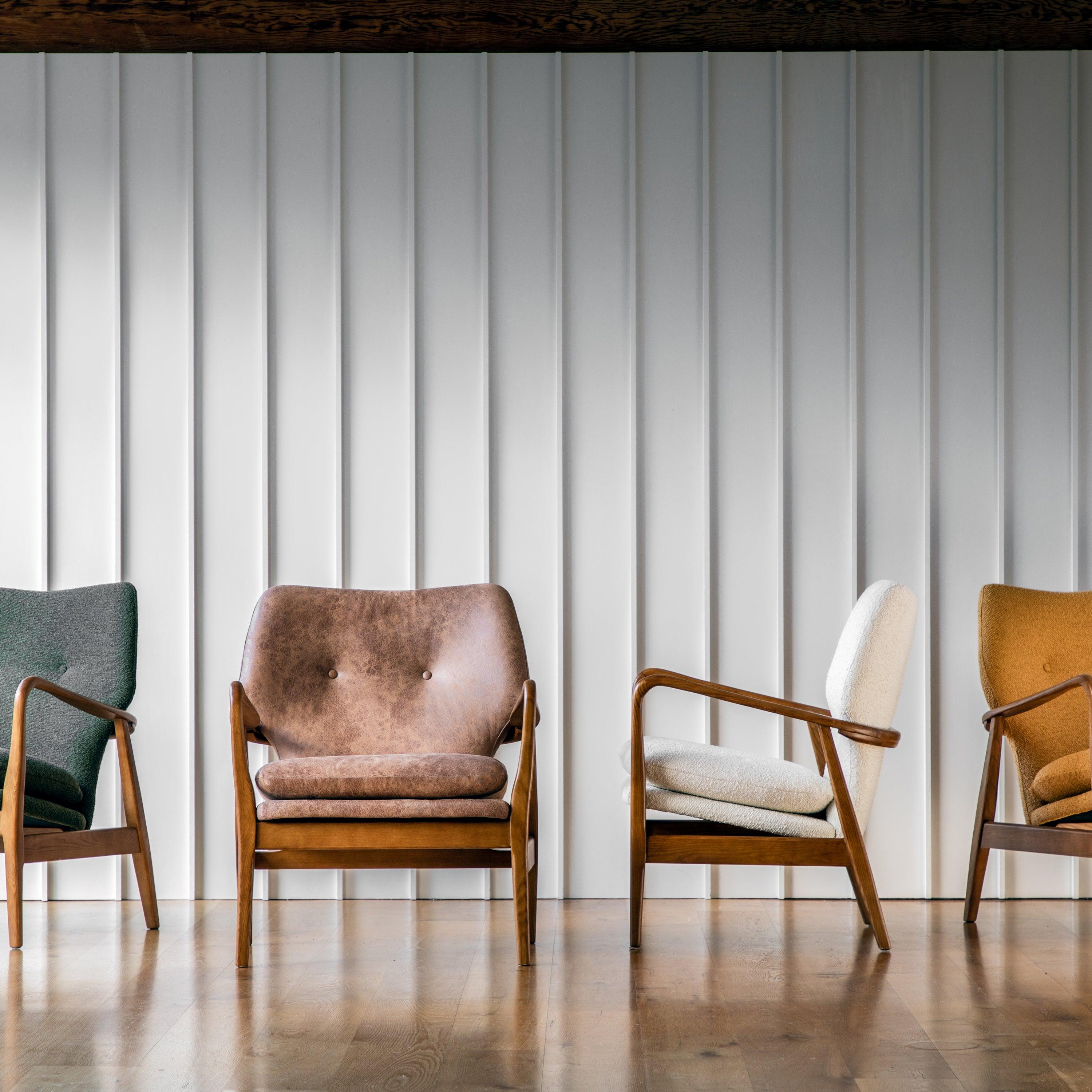 Rivervista Armchair Brown Leather with Oak Frame - Maison Rêves UK