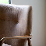 Rivervista Armchair Brown Leather with Oak Frame - Maison Rêves UK