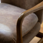 Rivervista Armchair Brown Leather with Oak Frame - Maison Rêves UK