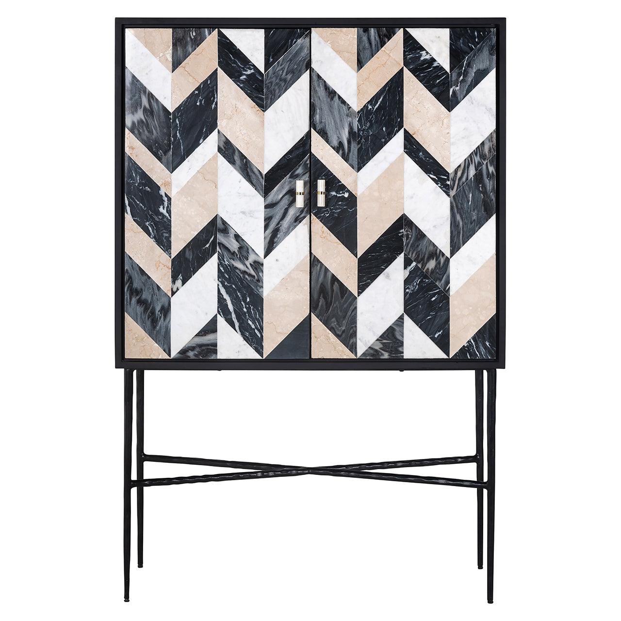 Rostelli 2 Door Mango Wood Cabinet with Black Iron Frame by Richmond Interiors - Maison Rêves UK
