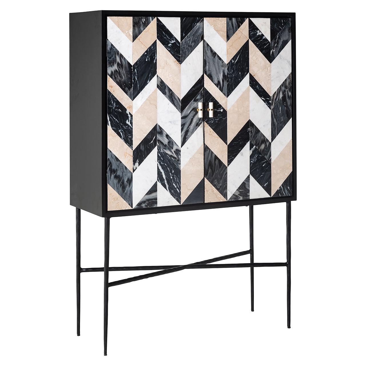 Rostelli 2 Door Mango Wood Cabinet with Black Iron Frame by Richmond Interiors - Maison Rêves UK