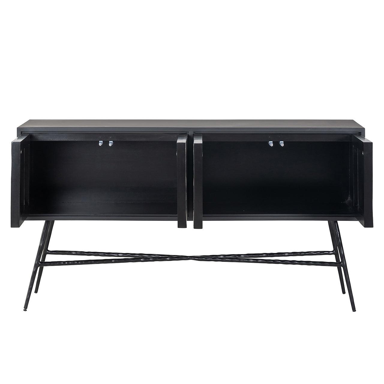Rostelli 4 Door Mango Wood Sideboard with Black Iron Frame by Richmond Interiors - Maison Rêves UK