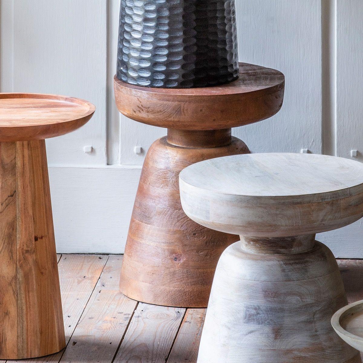 Saffire Mango Wood Side Table Antique Brown - Maison Rêves UK