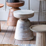 Saffire Mango Wood Side Table White Wash - Maison Rêves UK