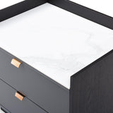 Saviour Bedside Table - White Marble & Anthracite/Grey Wash Oak
