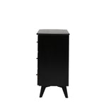 Severin Rattan 3 Drawer Chest Black Oak Wood Frame - Maison Rêves UK