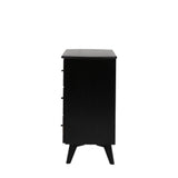 Severin Rattan 3 Drawer Chest Black Oak Wood Frame - Maison Rêves UK
