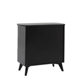 Severin Rattan 3 Drawer Chest Black Oak Wood Frame - Maison Rêves UK