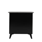 Severin Rattan 3 Drawer Chest Black Oak Wood Frame - Maison Rêves UK