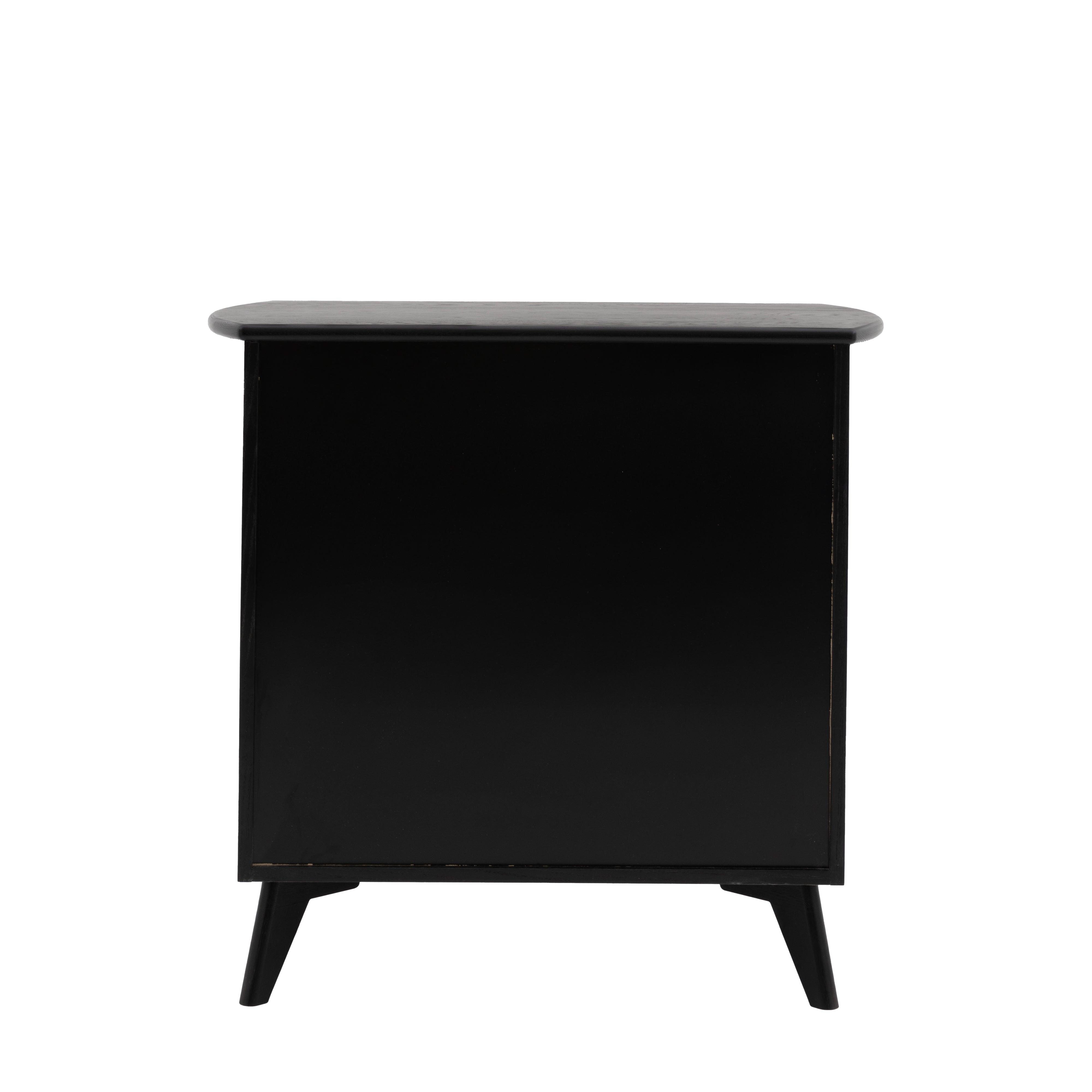 Severin Rattan 3 Drawer Chest Black Oak Wood Frame - Maison Rêves UK
