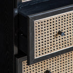 Severin Rattan 3 Drawer Chest Black Oak Wood Frame - Maison Rêves UK