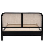 Severin Rattan Double 4'6 Bed with Black Oak Wood Frame - Maison Rêves UK