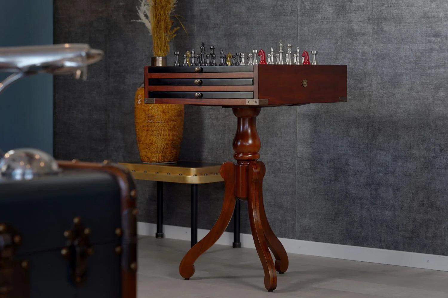 Side Table with Game Board Lime Wood by Authentic Models - Maison Rêves UK