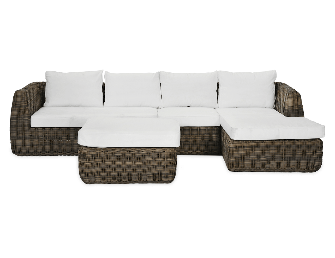 Skala Outdoor All Weather Rattan Sofa Set with Ottoman - Maison Rêves UK