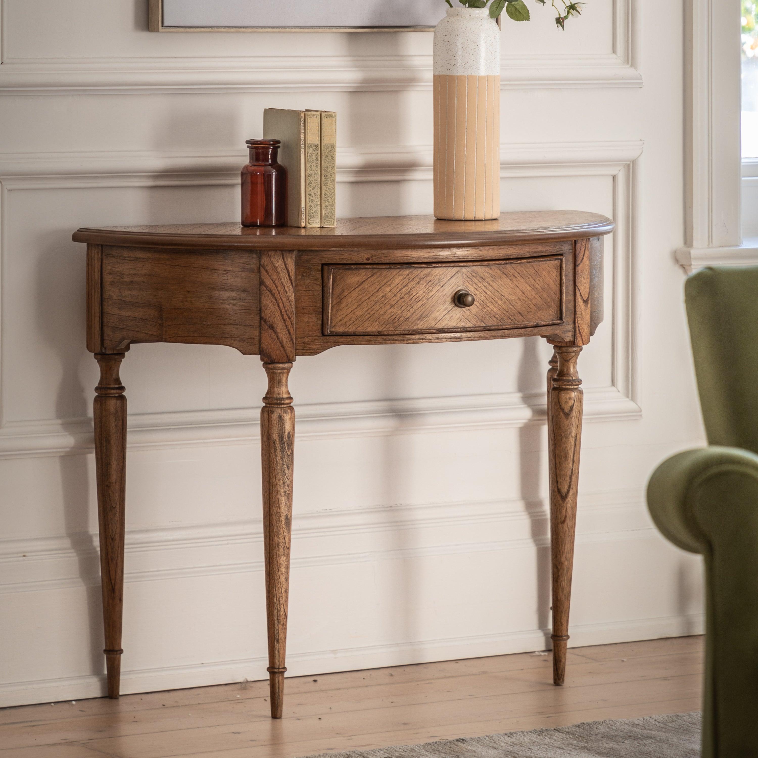 Solanis Demi Lune Mindi Wood Console Table - Maison Rêves UK