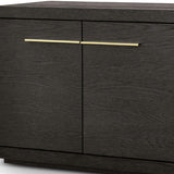 4-Door Sideboard In A Dark Oak Veneer With Gold Handles - interitower