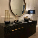 Sorrento 4-Door Sideboard In A Dark Oak Veneer With Gold Handles by Berkeley Designs - Interitower | UK 