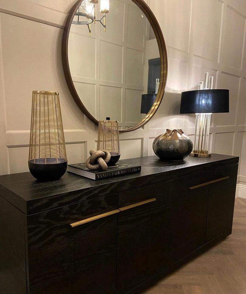 Sorrento 4-Door Sideboard In A Dark Oak Veneer With Gold Handles by Berkeley Designs - Interitower | UK 