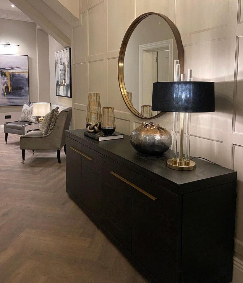 Sorrento 4-Door Sideboard In A Dark Oak Veneer With Gold Handles by Berkeley Designs - Interitower | UK 