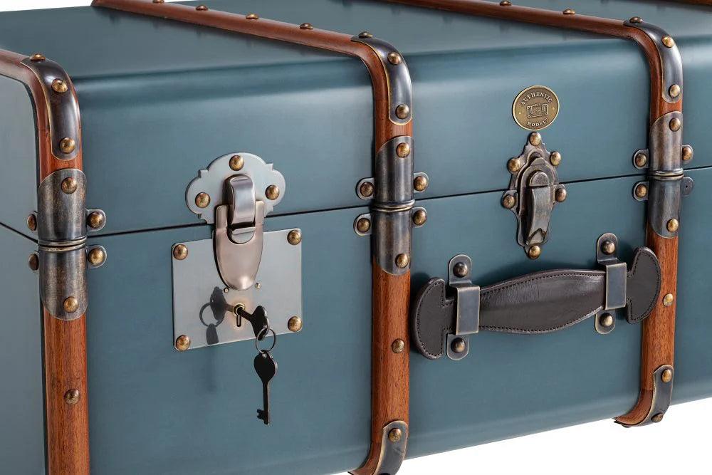 Stateroom Trunk Table Mahogany Wood, Petrol by Authentic Models - Maison Rêves UK