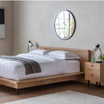 Stella Oak Wood 4'6 Double Bed with Black Metal Legs - Maison Rêves UK