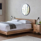 Stella Oak Wood 5' Bed King Size with Black Metal Legs - Maison Rêves UK
