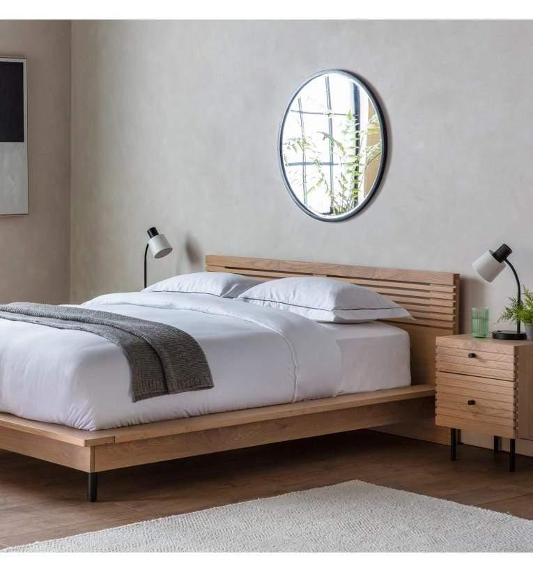 Stella Oak Wood 5' Bed King Size with Black Metal Legs - Maison Rêves UK