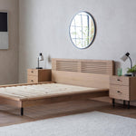 Stella Oak Wood 5' Bed King Size with Black Metal Legs - Maison Rêves UK