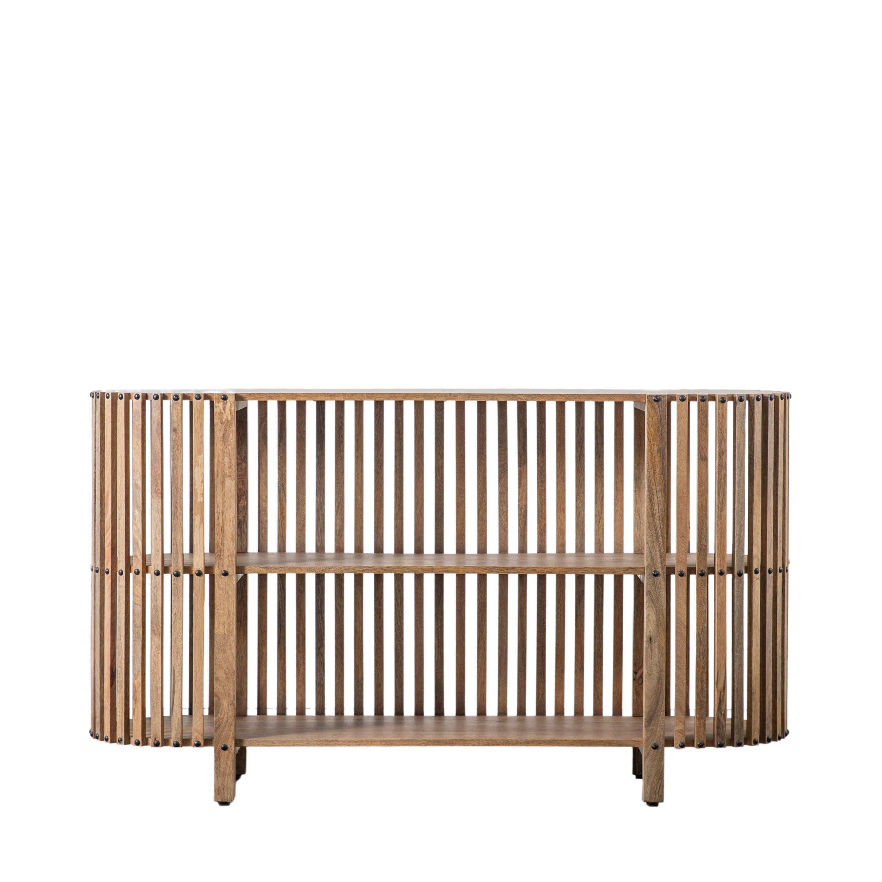 Sunburst Slatted Acacia Wood Console Table - Maison Rêves UK