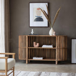 Sunburst Slatted Acacia Wood Console Table - Maison Rêves UK