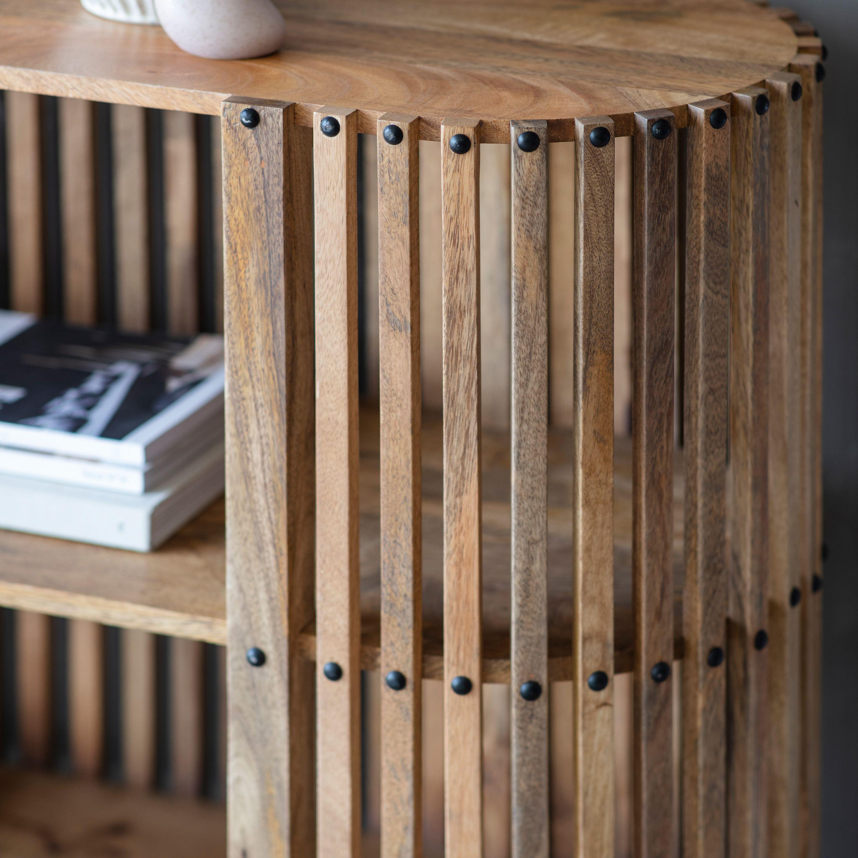 Sunburst Slatted Acacia Wood Console Table - Maison Rêves UK