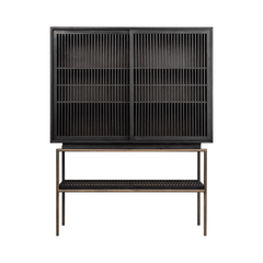 Tellem Black Wood Cabinet with Steel Frame - Maison Rêves UK