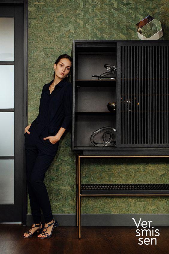 Tellem Black Wood Cabinet with Steel Frame - Maison Rêves UK