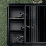 Tellem Black Wood Cabinet with Steel Frame - Maison Rêves UK